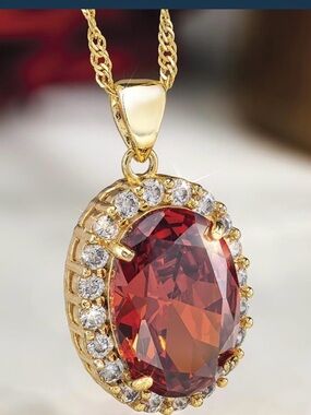 Stauer Red Hot Lovers Necklace with 12 carats Ruby Red Diamond Aura Stone NIB